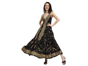 Robe d'été pour femmes, grande taille, sexy, douce, en soie lavable, respirante, sans manches, longueur genou, bohème, vintage, à motifs floraux, à pois, à rayures, à motifs paisley - Product Image 6