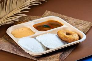 Assiette de canne à sucre sectionnelle compostable robuste Assiettes en papier bagasse jetables à 3 compartiments allant au micro-ondes - Product Image 3