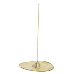 Porte-encens en laiton artisanal, forme organique, support pour bâtonnets d'agarbatti avec base en forme de cône de montagne, brûleur d'encens d'autel, décoration d'intérieur - Product Image 1