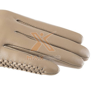 Customized Design Breathable Winter Outdoor Travel Fashion Leather <b>Gloves</b> Touchscreen <b>Wool</b> Lining Low MOQ in Stock - Product Image 3