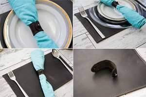 Elegante Mantel Individual de Cuero Genuino Hecho a Mano para Restaurante, Resistente a Olores, Duradero, Antideslizante, Decoración de Mesa - Product Image 6