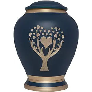 Urna de metal decorativa hecha a mano de diseño premium con tapa para exhibición conmemorativa en el hogar disponible a precio mayorista de India - Product Image 1