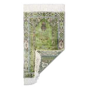 พรมละหมาดอิสลามสีเขียวทันสมัย ขนาด 27x45 ซม. ผลิตด้วยมือและเครื่องจักร วัสดุพรีเมียม ผสมวิสโคส โพลีเอสเตอร์ โพลีโพรพิลีน และไหม นุ่มสบาย ซักได้ - Product Image 5