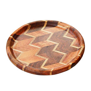 Bandeja para servir de madera para aperitivos y dulces, acabado pulido Natural, nuevo patrón, bandeja redonda de madera para servir, uso en restaurante de Hotel en casa - Product Image 1