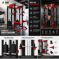 Máquina de entrenamiento funcional SK Fitness Center con doble cable cruzado, estación de gimnasio con barra Smith, equipo de fuerza para gimnasios de hotel, set profesional para gimnasio.