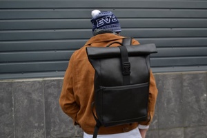 Roll Top Sac À Dos En Cuir Homme Roll Top Vegan Pour Ordinateur Portable Femme Roll Top Pour Voyager LRTB-0023 - Product Image 5