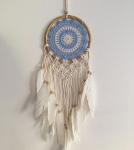 Sky <b>Blue</b> Dreamcatcher With <b>Feathers</b> Over the Bed Customized Dreamcatcher for Wall Hanging Home Decor - Product Image 2