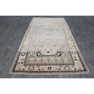 พรมตุรกี, พรมวินเทจขนาดใหญ่ 5.1x10.3 ฟุต, พรมขนสัตว์สีขาวสไตล์ตะวันตกเฉียงใต้ - Product Image 1