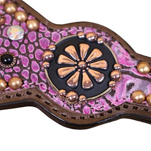 Personalizado ecuestre occidental caballo Headstall Tack Set piel de cocodrilo cuero texturizado Headstall y pecho Collar exportador - Product Image 5