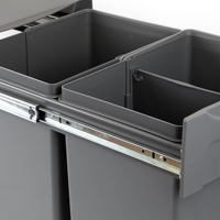 Emuca-Contenedor de basura para cocina, contenedor de reciclaje de plástico de 2x20 litros, modelo de montaje inferior