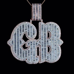 Best Quality 925 Sterling Silver VVS Moissanite Diamond Pendant Custom GB <b>Letter</b> Clasp Mens Cuban Link Hip Hop Jewelry - Product Image 5