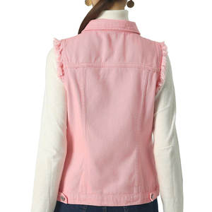 Chaleco Vaquero para Mujer, Clásico, Sin Mangas, 100% Algodón, Color Sólido, Transpirable, Lavado, con Logotipo Privado - Product Image 6