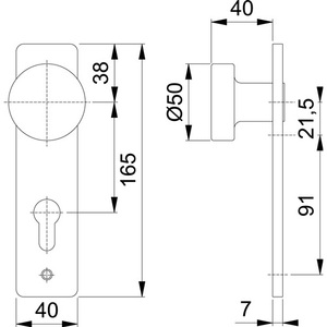 HOPPE 58/202K Aluminium F1 Distance 72 mm PZ <b>Door</b> <b>Plates</b> Button Escutcheon - Product Image 3