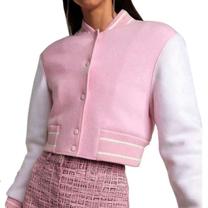 Varsity Jacket Women High School Chaquetas universitarias de moda para damas en blanco y marrón Trending Fancy Baseball Chaquetas para niñas - Product Image 5