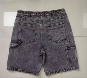 New <b>Men's</b> Mid-Knee <b>Utility</b> Cargo <b>Shorts</b> 3D Pocket Half Cotton Denim Formal Plain Sweat Woven Logo Breathable Half Cotton Denim - Product Image 2
