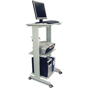 Mobile <b>PC</b> Work <b>Table</b> H118xW60xD50cm Light Grey RAL 7035 - Product Image 1
