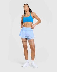 Unisex Double Layer High Waisted <b>Shorts</b> with <b>Zip</b> <b>Pocket</b> Plain Dyed Solid Pattern Casual Style Eco-Friendly Lace Decoration - Product Image 5