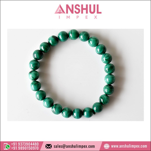 Huge Demand Healing Unisex Green Color Round Green Malachite Gemstone Hand Beaded Bracelet - Product Image 4