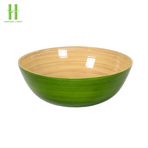 BEST SELLER Bol de service en bambou tressé laqué couleur pastel, bol à salade, style américain, articles de cuisine en gros en provenance du Vietnam - Product Image 3