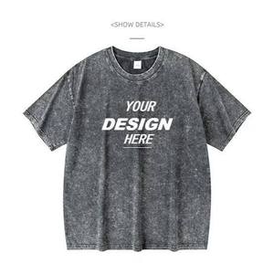Camiseta Extra Grande para Hombre, Lavada con Ácido, 100% Algodón Jersey, 240 GSM, Impresión Personalizada, Logotipo OEM - Product Image 1