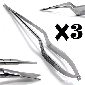 3 Yasargil Micro Ciseaux 7.5 "Sharp/Sharp Straight Surgical Neuro Instruments - Product Image 1