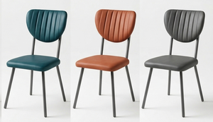 Silla de comedor tapizada en cuero sintético con patas de metal, cómoda silla para cocina, hogar, cafetería, restaurante. - Product Image 3