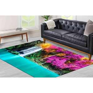 Tapis Paysage Lac Cascade : Tapis d'intérieur antidérapant imprimé nature, tapis fin non tissé - Product Image 4