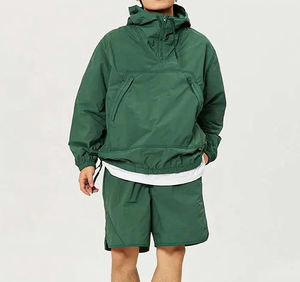 2025 nuevo estilo 2 piezas cortavientos de nailon conjunto corto personalizado peso ligero Sudadera con capucha bolsillos laterales cortos logotipo personalizado - Product Image 2