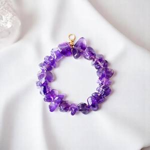 สร้อยคออัญมณีคริสตัลรูปอเมทิสต์ทำจากแร่เงินสเตอร์ลิงผิวหยาบเรียบ - Product Image 1