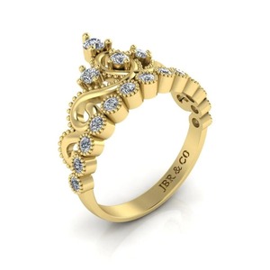 Diamant rond de qualité supérieure plaqué or jaune 925 argent princesse couronne diadème bague de fiançailles pour les femmes au meilleur prix - Product Image 2