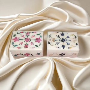 กล่องเครื่องประดับหินอ่อนขายส่งจำนวนมาก งานฝีมือสุดหรู ของตกแต่งบ้านสร้างสรรค์ ราคาโรงงานอินเดียที่ดีที่สุด - Product Image 3