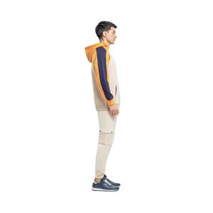 Grosir Hoodie blok warna pria dengan panel bahu kaus Pullover katun poliester dengan layanan OEM/ODM bulu dalam lembut - Product Image 4
