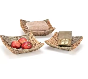 Jacinto de agua tejido bohemio de diseño personalizado, bandeja de almacenamiento para el hogar de 3 niveles, cocina, baño, sala de estar, Vietnam - Product Image 2