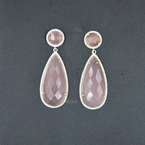 Diseño clásico de mujer Plata de Ley 925 melocotón Monalisa gota moda compromiso Stud CZ piedra preciosa para regalo al por mayor fina - Product Image 1