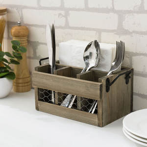 Galvanized Metal Tool Caddy Set of 3 Rectangle Shape with Stand Perfect Kitchen Organization <b>Tabletop</b> <b>Storage</b> Solution - Product Image 5