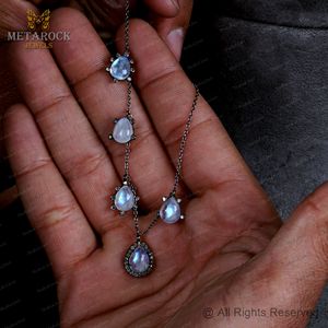 Natural Rainbow Moon Gemstone <b>Necklace</b> Solid 925 <b>Silver</b> <b>Necklace</b> Pave <b>Diamond</b> Jewelry New <b>Necklace</b> Unisex Jewelry - Product Image 4