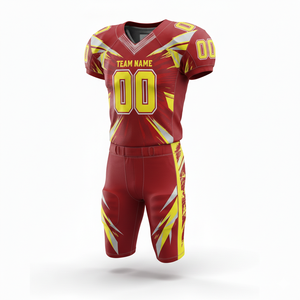 ชุดยูนิฟอร์มอเมริกันฟุตบอลแบบซับลิเมชั่นที่ปรับแต่งได้ พร้อมกางเกงขาสั้น ผลิตจากโพลีเอสเตอร์ 100% ระบายอากาศได้ดี พร้อมตำแหน่งโลโก้ด้านหน้า - Product Image 5