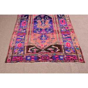 Alfombra Vintage, Alfombra Turca de 4.6x7 pies, Alfombra de Lana con Rayas Rosas - Product Image 5