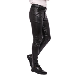 <b>Men</b> Top Trend Slim Fit PU Leather Sweatpants High Waist Casual Skinny Tight <b>Stretch</b> Trousers Waterproof Drawstring Closure for - Product Image 3