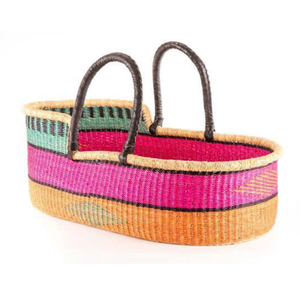 Cesta de dormir para bebé recién nacido con asas tejidas, cuna de Moisés de algas marinas naturales, colchón suave para uso en decoración de guardería - Product Image 5