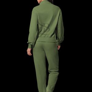 Nueva llegada de las mujeres de 2 piezas de chándal trajes de media cremallera pulóver sudadera Joggers conjunto a juego chándales precio barato - Product Image 5