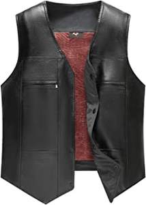 Chaleco de cuero sin mangas para hombre, talla grande, a la moda - Product Image 5