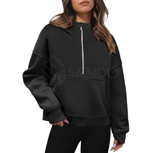 เสื้อฮู้ดสวมหัวมีซิปครึ่งตัวของผู้หญิงเสื้อลำลองไซส์ใหญ่พิเศษเสื้อผ้าแนวสตรีทผ้าคอตตอน100% มีฮู้ดด้านหน้าดีไซน์แบบกำหนดเองสำหรับฤดูหนาว - Product Image 1