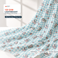 Tela Tejida Elástica en Cuatro Direcciones, Resistente al Agua, 100% Poliéster, 75D, 120GSM, con Estampado de Dibujos Animados, para Niñas, Artículos en Stock