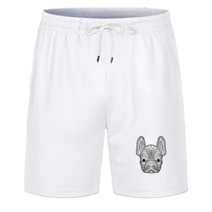 Short en maille à séchage rapide de style High Street pour hommes Short de plage décontracté à taille moyenne avec cordon de serrage tissé teint uni imprimé à la mode grande taille - Product Image 1
