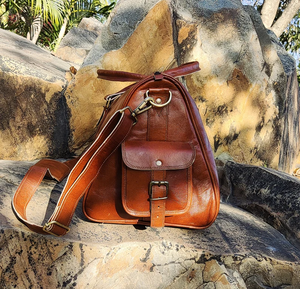 Sac de sport en cuir véritable fait à la main élégant en Nylon Weekender Gym vacances voyage fourre-tout pratique épaule utilisation en plein air cadeau - Product Image 3