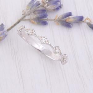 Anillo de estilo bohemio con piedras preciosas de topacio blanco para mujer, Plata de Ley 925 hecha a mano, joyería de boda, Regalo para mamá - Product Image 3