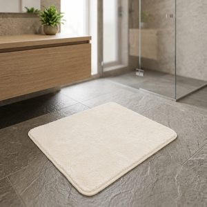 Premium Modern Anti-Slip Eco-Friendly <b>Bath</b> Mat Soft Polyester <b>Light</b> beige 60x50 cm Rubber Diatomite Backing Home & Hotel Use - Product Image 1