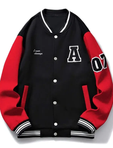 Chaqueta de béisbol para hombre Chaqueta de béisbol hecha de mangas de cuero y lana - Product Image 6