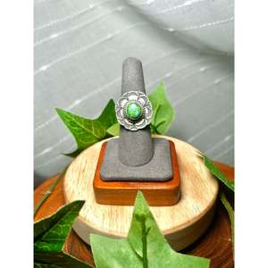 Bague de mode Tillie John Sonoran en or, turquoise et argent sterling, taille 7.5, en acier inoxydable avec incrustation sertie clos, cadeau - Product Image 1